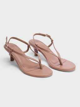 Twenty Dresses by Nykaa Fashion - Beige V-Strap Everyday Slingback Kitten Heels for Women