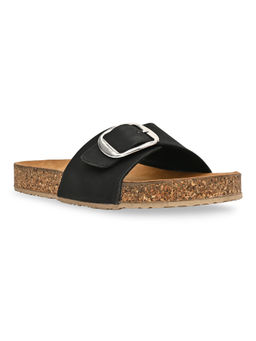 ROCIA - By Regal Black Women Casual Flat Sliders