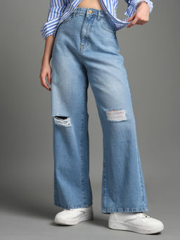 Flying Machine - High Rise Wide Leg Jeans
