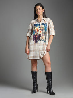 Flying Machine - Tartan Checked Graphic Shirt Dress
