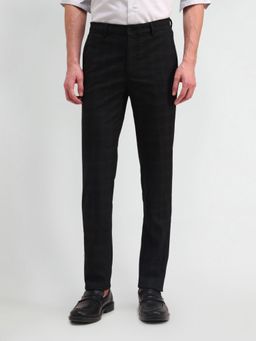 Arrow Newyork - Mens Black Solid Formal Trouser