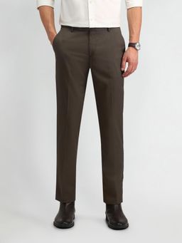 Arrow - Mens Brown Solid Formal Trouser