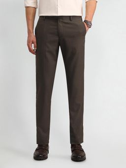 Arrow - Mens Brown Solid Formal Trouser