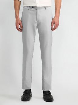 Arrow - Mens Grey Solid Formal Trouser