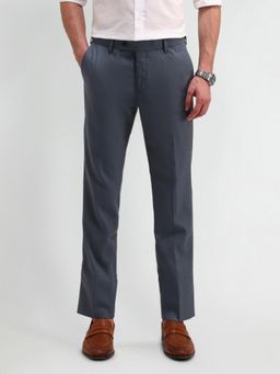 Arrow - Mens Grey Solid Formal Trouser