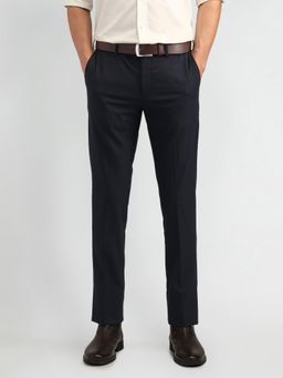 Arrow - Mens Navy Blue Solid Formal Trouser