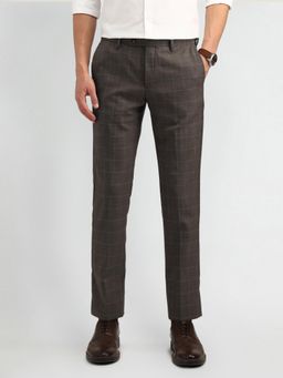 Arrow - Mens Brown Checks Formal Trouser