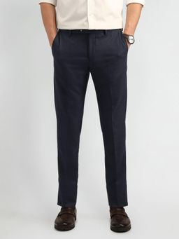 Arrow - Mens Navy Blue Solid Formal Trouser