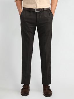 Arrow - Mens Brown Solid Formal Trouser