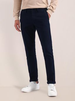 U.S. POLO ASSN. - Mens Navy Blue Solid Casual Trouser