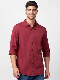 Spykar - Red Full Sleeves Shirt For Men