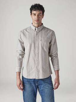 Levi's - Men Grey Striped Slim Fit Oxford Shirt