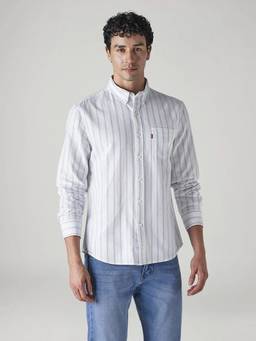 Levi's - Men White Striped Slim Fit Oxford Shirt