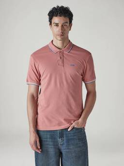 Levi's - Men Peach Solid/Plain Polo T-Shirt