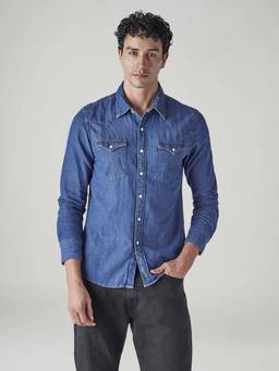 Levi's - Men Medium Blue Solid/Plain Shirt