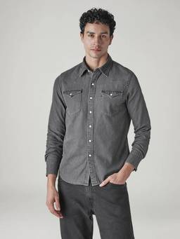 Levi's - Men Grey Solid/Plain Shirt