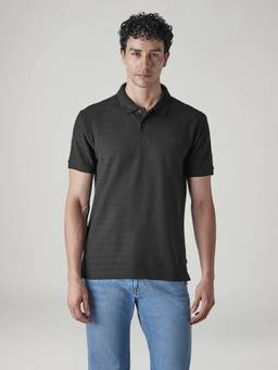 Levi's - Men Striped Black Jersey Polo T-Shirt