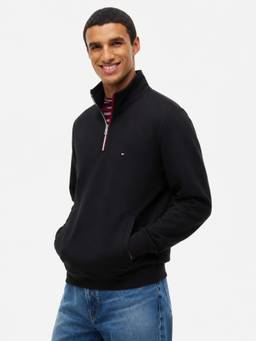 Tommy Hilfiger - Black Logo Solid Regular Fit Cotton Sweatshirt