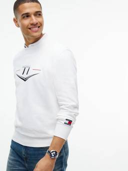 Tommy Hilfiger - White Printed Regular Fit Cotton Sweatshirt