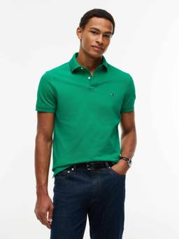 Tommy Hilfiger - Green Solid Regular Fit Cotton Polo T-Shirt