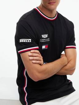 Tommy Hilfiger - Black Printed Regular Fit Cotton T-Shirt