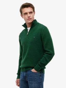 Tommy Hilfiger - Green Textured Regular Fit Cotton Sweater