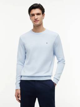 Tommy Hilfiger - Blue Solid Regular Fit Cotton Sweatshirt