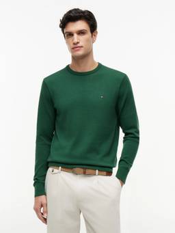 Tommy Hilfiger - Green Solid Regular Fit Cotton Sweatshirt
