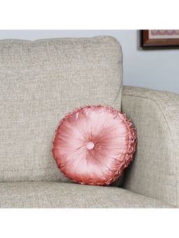 HomeTown - Fiesta Solid Smocking Reversible Filled Cushion 30 X 30 Cm In Pink Colour (12X12)