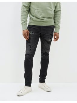American Eagle - Men Black Airflex 360 Patched Slim Jean