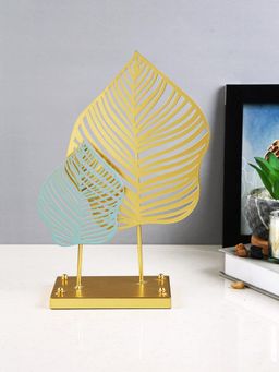Tayhaa - Gold and Blue Toned Vertical Metal Leaves Figurine