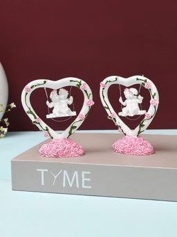 Tayhaa - Cute Kissing Angels On Heart Of Roses Figurines