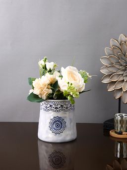 Tayhaa - White and Blue Embroidered Ceramic Vase