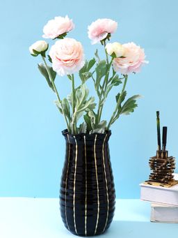 Tayhaa - Black with Gold lines Cylindrical Shaped Ceramic Vase