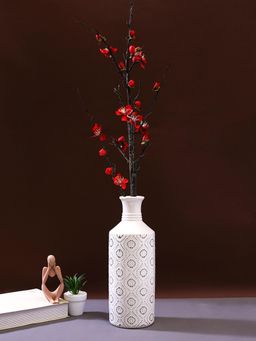 Tayhaa - Bottled White Yellow Arabic Artwork Ceramic Vase