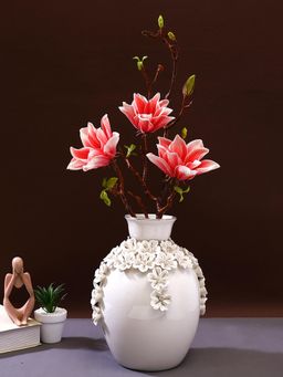 Tayhaa - White Floral Artwork Ceramic Vase