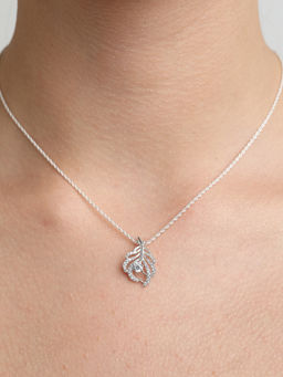 CLARA - Silver Rhodium Plated Swiss Zirconia Nusa Pendant Chain Necklace For Women & Girls