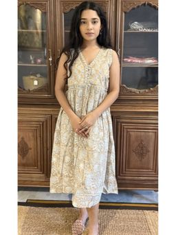 GOODHAND - Brown Cotton Printed Aisha Dress