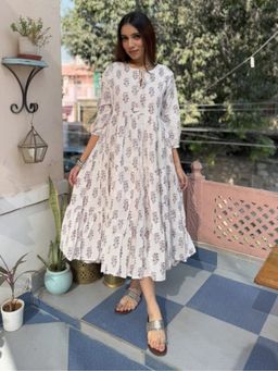 GOODHAND - White Cotton Printed Jasmine Dress