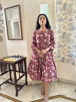 GOODHAND - Red Cotton Printed Kaira Dress