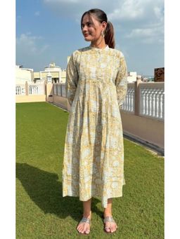 GOODHAND - Mustard Cotton Printed Kochi Dress
