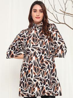 Tandul - Women Polyester Multi-Color Abstract High Neck Top