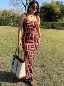 Tandul - Women Black Bodycon Multicolor Dress