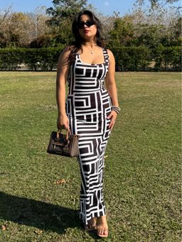 Tandul - Women Black Bodycon Multicolor Dress