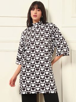 Tandul - Women Lycra Multi-Color Printed High Neck Tunic
