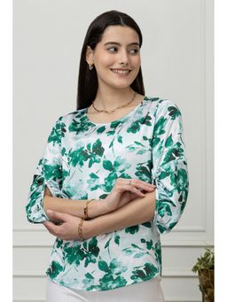 PURYS - Women White Gathered Sleeve Top