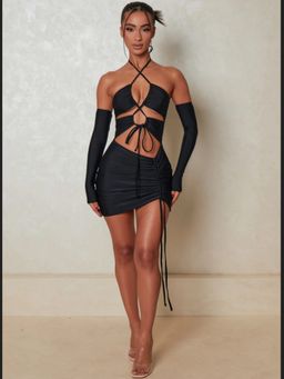 Tandul - Women Black Casual Lycra Blend Black Full Sleeve Bodycon Dress