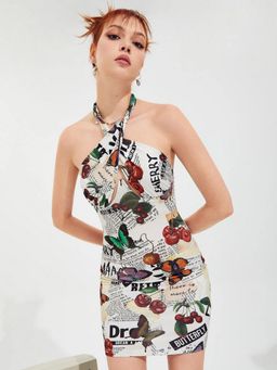 Tandul - Women Multicolor Casual Lycra Blend Sleeveless Bodycon Dress