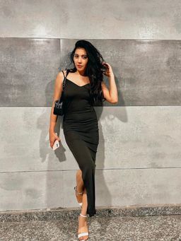 Tandul - Women Black Casual Lycra Blend Black Sleeveless Bodycon Dress