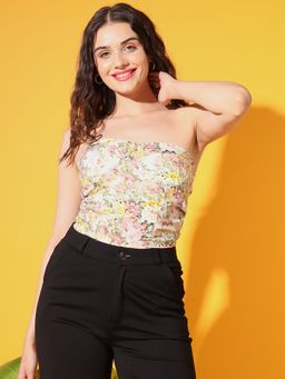 Tandul - Women Crepe Multi-Color Floral Strapless Crop Top